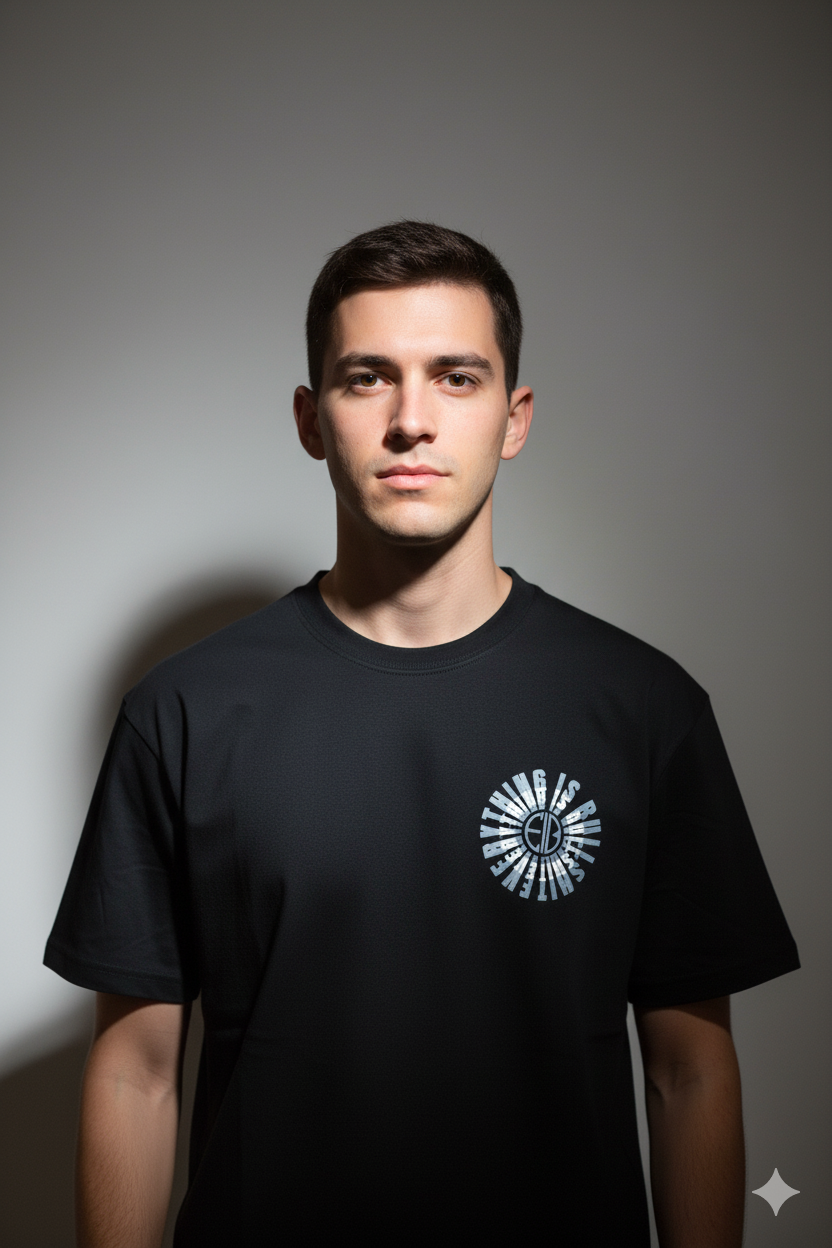 Black Oversize Back Printed Tshirt