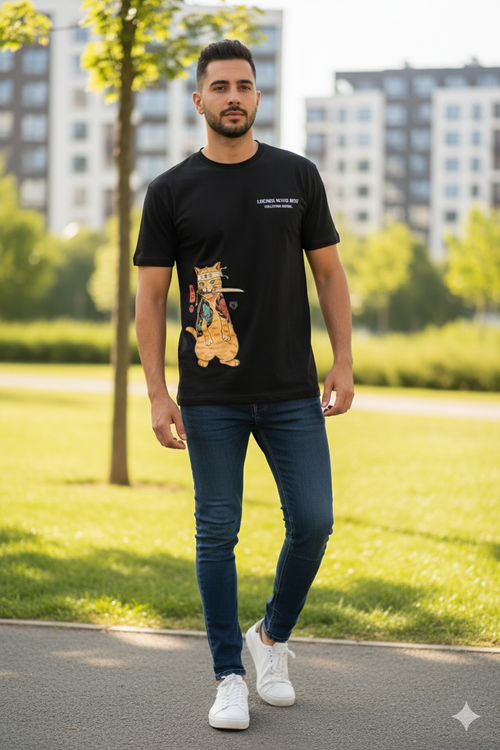 Black LightWeight Cat printed