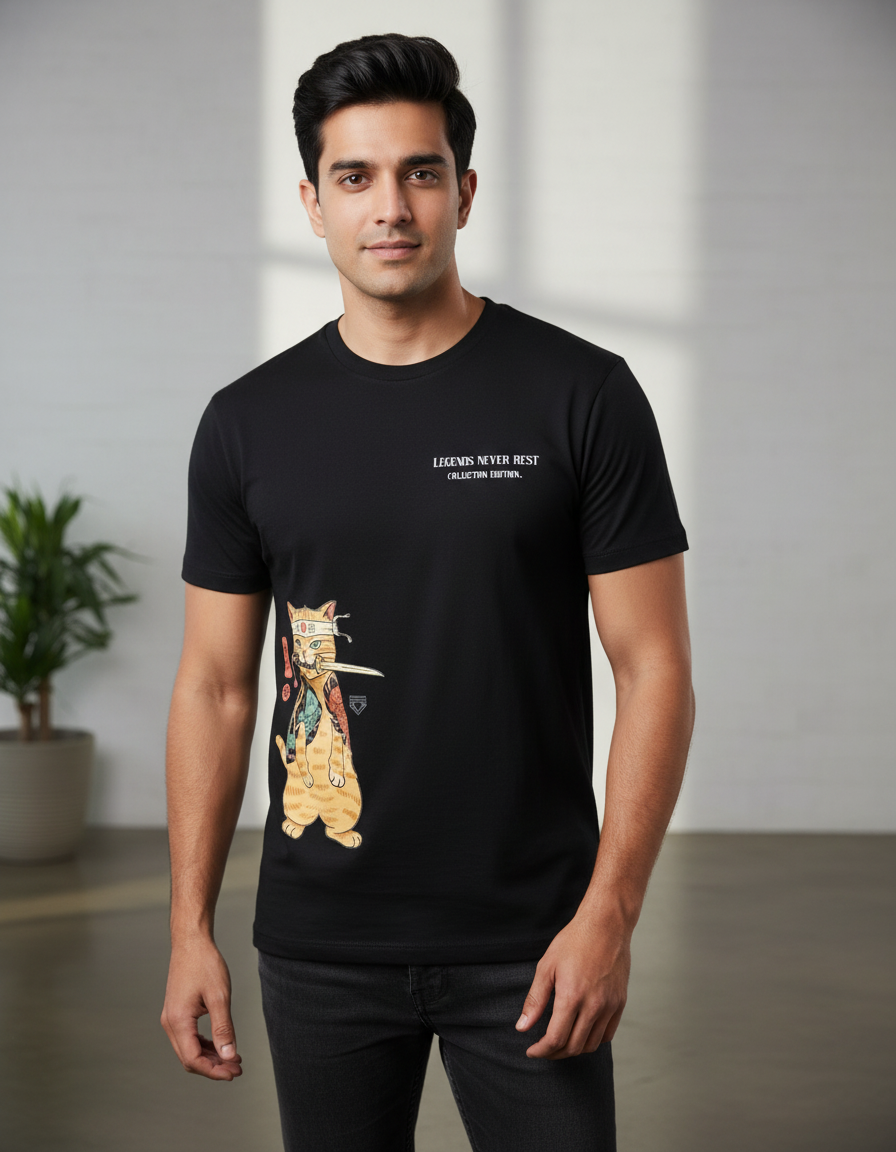 Black LightWeight Cat printed