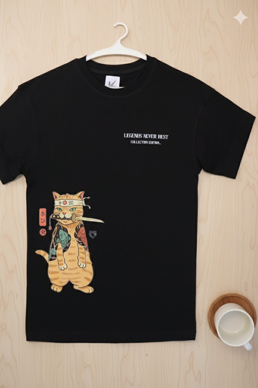 Black LightWeight Cat printed