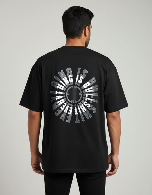 black graphic oversized t shirt men streetwear