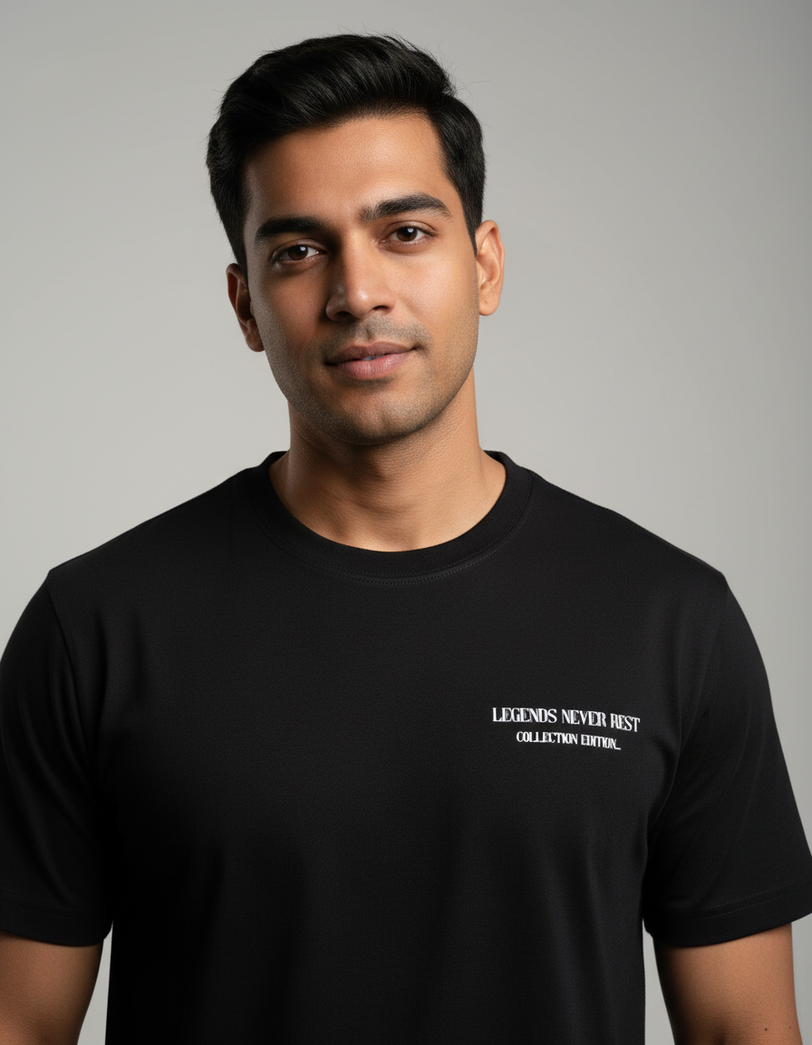 Balck Front Upper Chest Print Legends