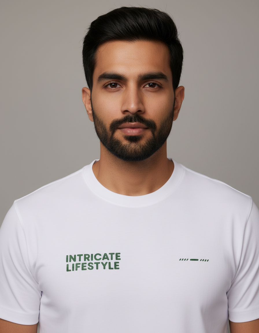 White Lightweight Chest Printed Tshirt