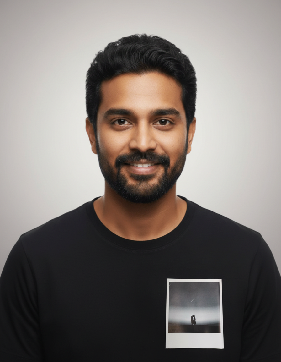 Black Lightweight Printed Tshirt